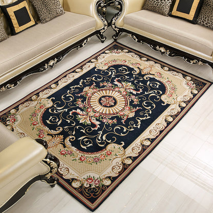 Shabby Chic Flower Rug Multi Colored Synthetics Area Carpet Non-Slip Backing Stain-Resistant Washable Area Rug for Parlor Dark Blue Clearhalo 'Area Rug' 'Rugs' 'Vintage' Rug' 2325804