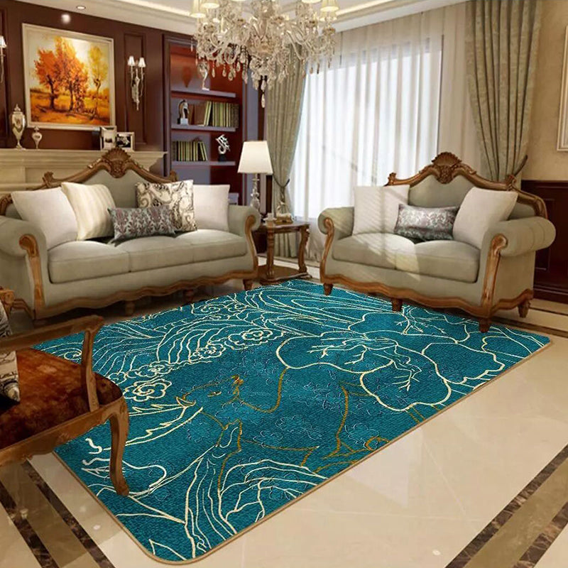 Formal Living Room Rug Multi Color Plant Print Indoor Rug Polypropylene Anti-Slip Backing Pet Friendly Carpet Green Clearhalo 'Area Rug' 'Modern' 'Rugs' Rug' 2333252