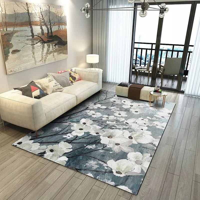 Formal Living Room Rug Multi Color Plant Print Indoor Rug Polypropylene Anti-Slip Backing Pet Friendly Carpet White Clearhalo 'Area Rug' 'Modern' 'Rugs' Rug' 2333253