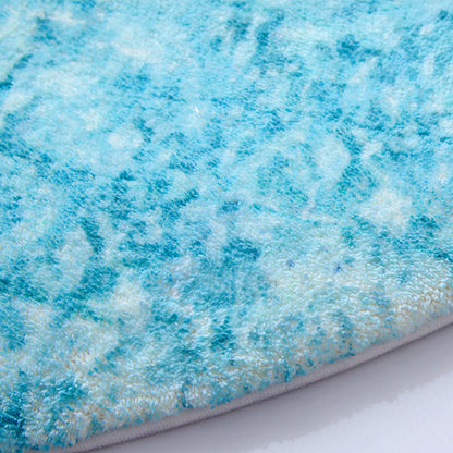 Cute Kids Bedroom Rug Blue Cartoon Printed Indoor Rug Lamb Wool Anti-Slip Backing Stain-Resistant Area Carpet