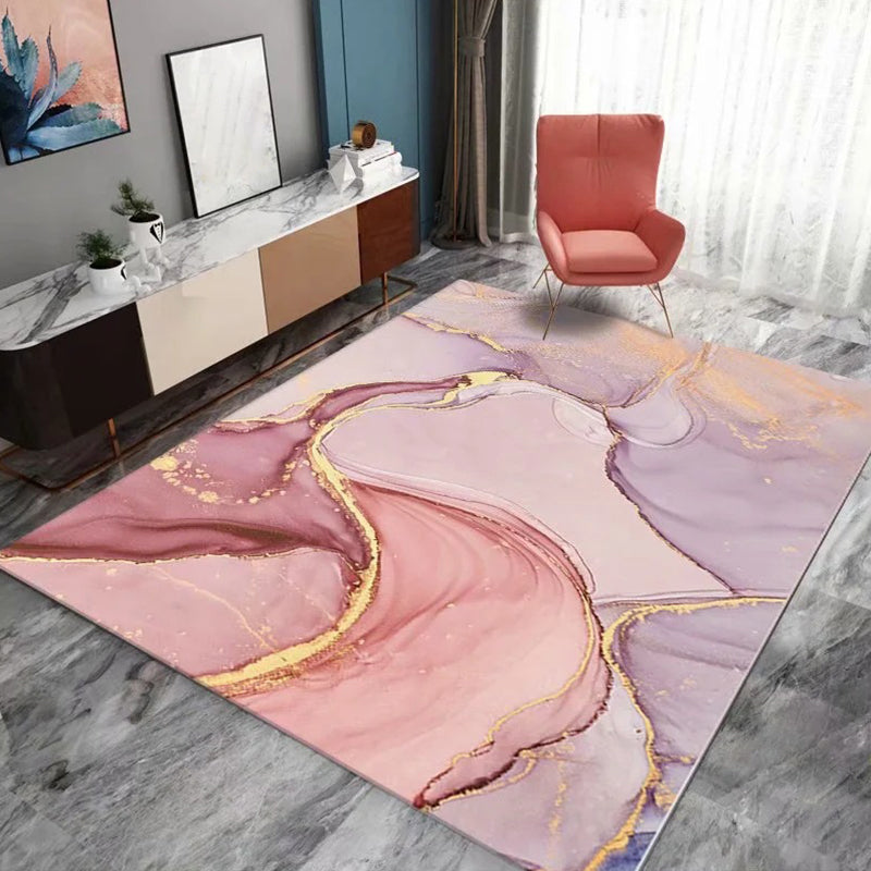 Casual Living Room Rug Multi-Color Abstract Printed Area Carpet Synthetics Non-Slip Backing Pet Friendly Indoor Rug Pink Clearhalo 'Area Rug' 'Modern' 'Rugs' Rug' 2362088