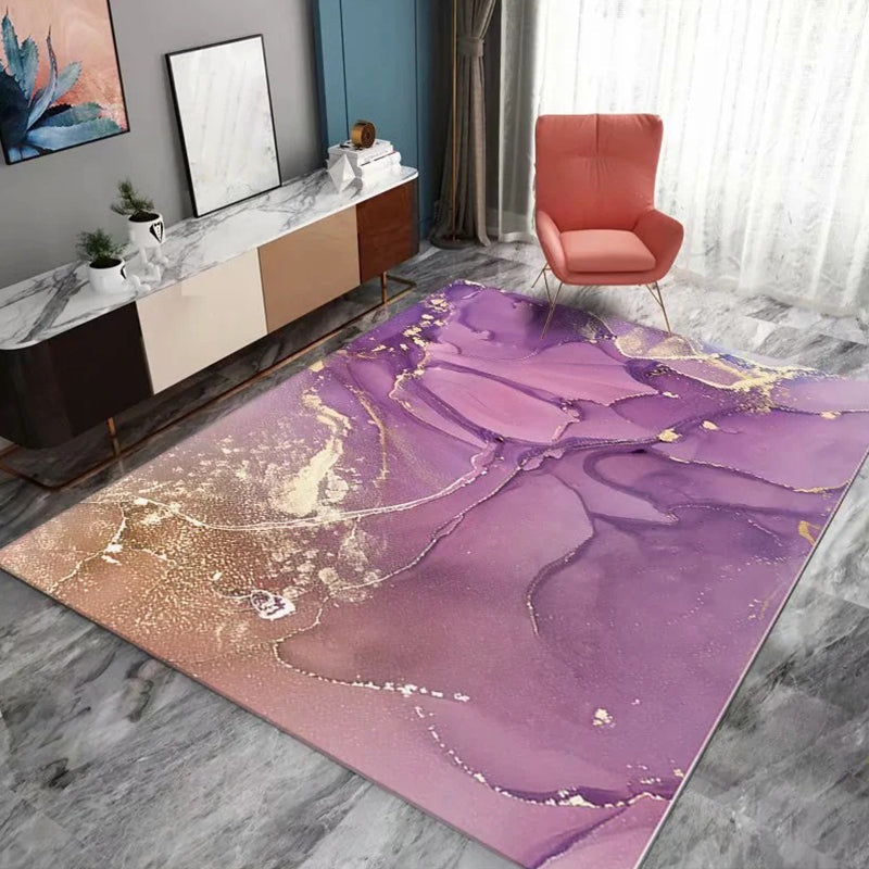 Casual Living Room Rug Multi-Color Abstract Printed Area Carpet Synthetics Non-Slip Backing Pet Friendly Indoor Rug Light Purple Clearhalo 'Area Rug' 'Modern' 'Rugs' Rug' 2362089