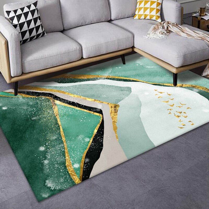 Casual Living Room Rug Multi-Color Abstract Printed Area Carpet Synthetics Non-Slip Backing Pet Friendly Indoor Rug Green-White Clearhalo 'Area Rug' 'Modern' 'Rugs' Rug' 2362091