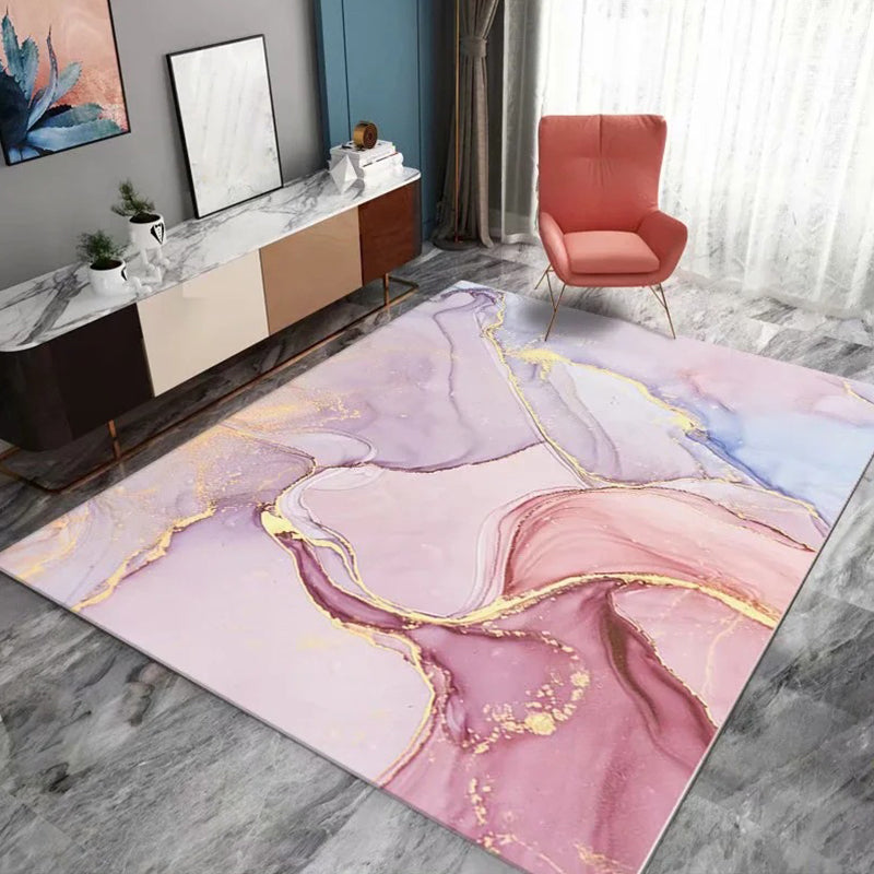 Casual Living Room Rug Multi-Color Abstract Printed Area Carpet Synthetics Non-Slip Backing Pet Friendly Indoor Rug Light Pink Clearhalo 'Area Rug' 'Modern' 'Rugs' Rug' 2362093