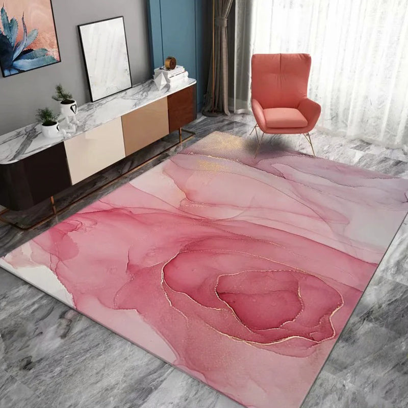 Casual Living Room Rug Multi-Color Abstract Printed Area Carpet Synthetics Non-Slip Backing Pet Friendly Indoor Rug Rose Pink Clearhalo 'Area Rug' 'Modern' 'Rugs' Rug' 2362094