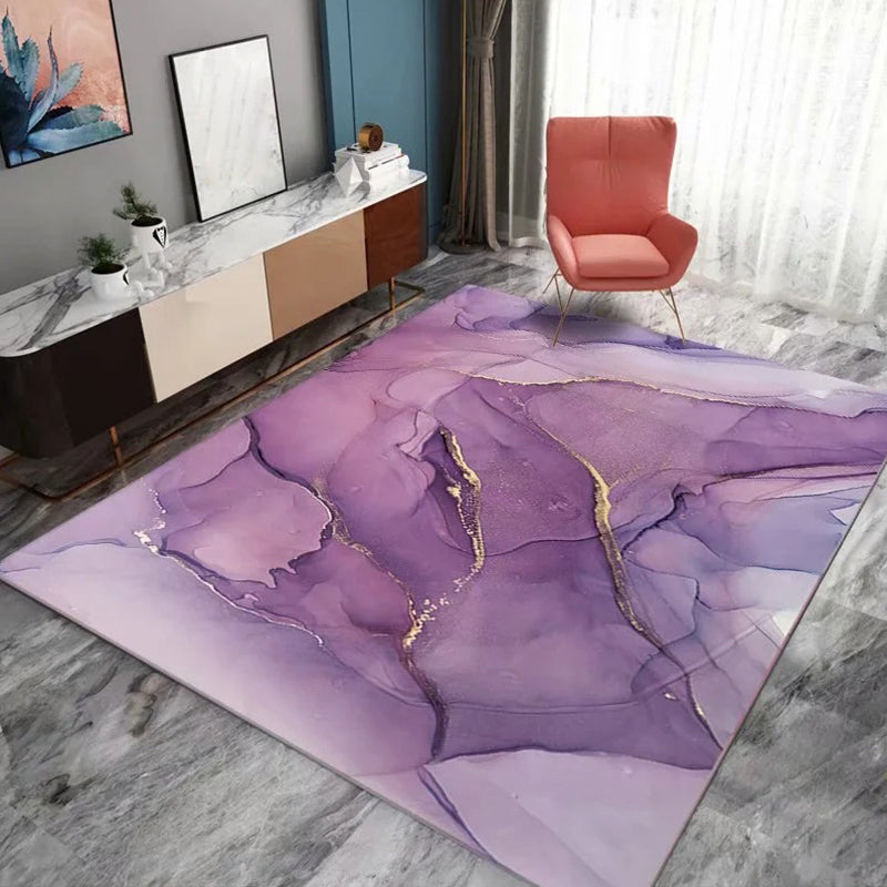 Casual Living Room Rug Multi-Color Abstract Printed Area Carpet Synthetics Non-Slip Backing Pet Friendly Indoor Rug Purple Clearhalo 'Area Rug' 'Modern' 'Rugs' Rug' 2362095