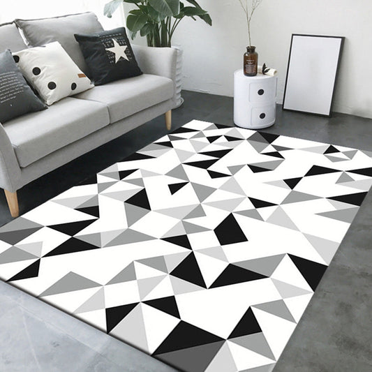 Simple Living Room Rug Multi Color Geometric Print Indoor Rug Non-Slip Backing Pet Friendly Area Carpet Black Gray-White Clearhalo 'Area Rug' 'Modern' 'Rugs' Rug' 2362630