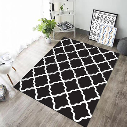 Simple Living Room Rug Multi Color Geometric Print Indoor Rug Non-Slip Backing Pet Friendly Area Carpet Gloss Black Clearhalo 'Area Rug' 'Modern' 'Rugs' Rug' 2362635