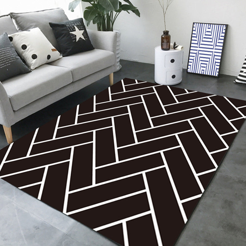 Simple Living Room Rug Multi Color Geometric Print Indoor Rug Non-Slip Backing Pet Friendly Area Carpet Matte Black Clearhalo 'Area Rug' 'Modern' 'Rugs' Rug' 2362636