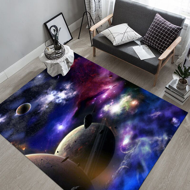 Trendy Living Room Rug Multi-Color Space Patterned Indoor Rug Synthetics Anti-Slip Backing Pet Friendly Carpet Dark Purple Clearhalo 'Area Rug' 'Rug' 2392251