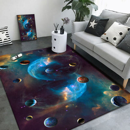 Trendy Living Room Rug Multi-Color Space Patterned Indoor Rug Synthetics Anti-Slip Backing Pet Friendly Carpet Blue Clearhalo 'Area Rug' 'Rug' 2392253