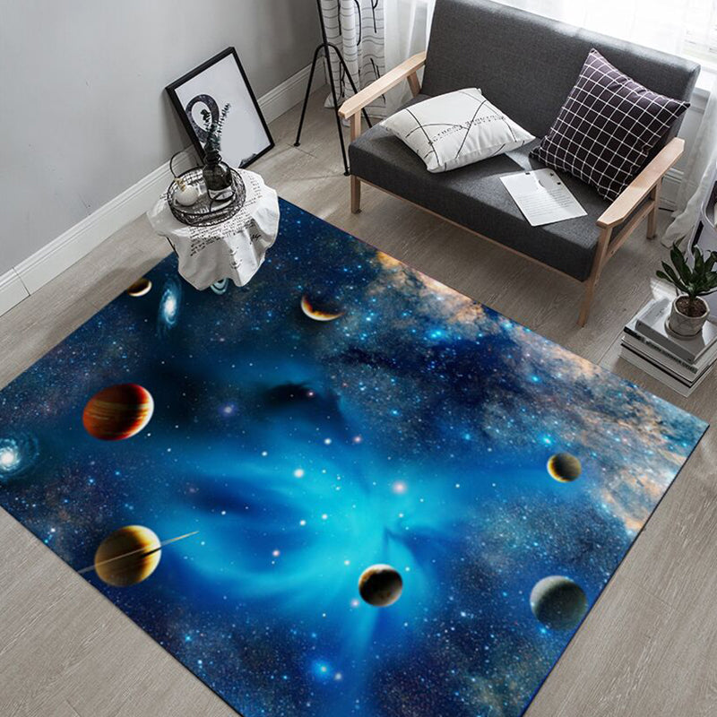 Trendy Living Room Rug Multi-Color Space Patterned Indoor Rug Synthetics Anti-Slip Backing Pet Friendly Carpet Sky Blue Clearhalo 'Area Rug' 'Rug' 2392255