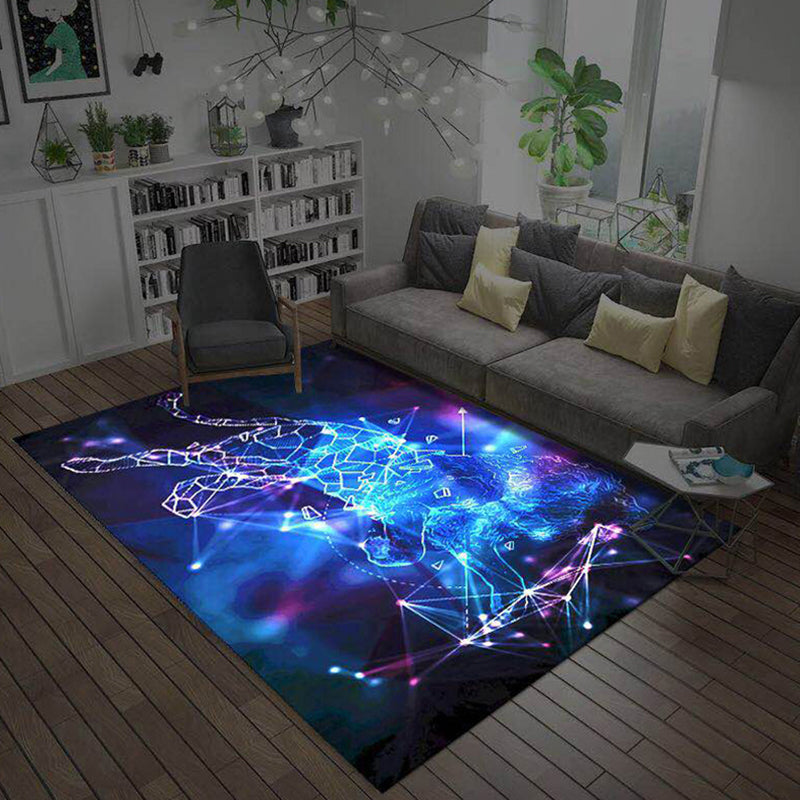 Trendy Living Room Rug Multi-Color Space Patterned Indoor Rug Synthetics Anti-Slip Backing Pet Friendly Carpet Dark Blue Clearhalo 'Area Rug' 'Rug' 2392263