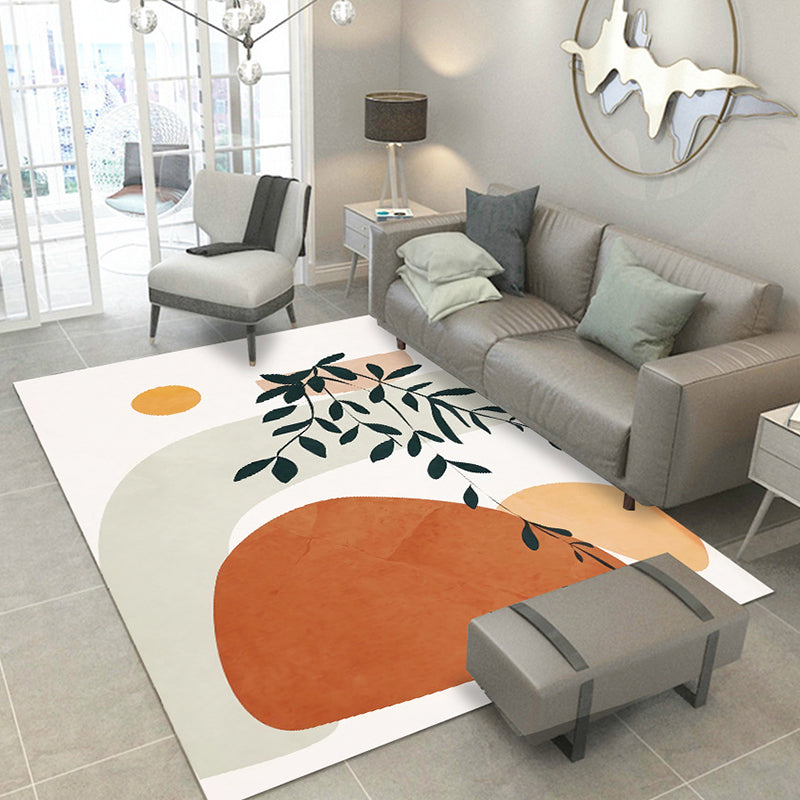 Casual Living Room Rug Multi Color Colorblocked Area Carpet Polypropylene Non-Slip Easy Care Indoor Rug - Orange - Clearhalo - 'Area Rug' - 'Rug' - 2392822