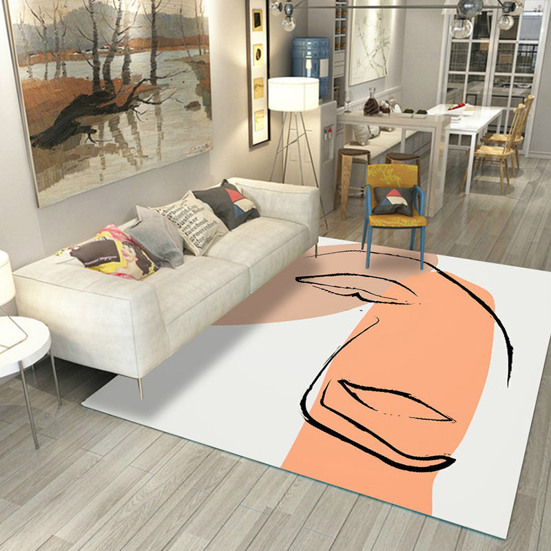 Casual Living Room Rug Multi Color Colorblocked Area Carpet Polypropylene Non-Slip Easy Care Indoor Rug - Orange - Clearhalo - 'Area Rug' - 'Rug' - 2392823
