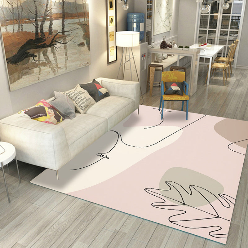 Casual Living Room Rug Multi Color Colorblocked Area Carpet Polypropylene Non-Slip Easy Care Indoor Rug - Nude Pink - Clearhalo - 'Area Rug' - 'Rug' - 2392831