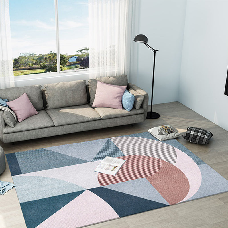 Contemporary Color Block Rug Multicolored Polyster Area Carpet Anti-Slip Backing Washable Indoor Rug for Parlor