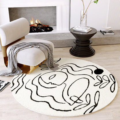 Creative Decoration Rug White Hand Printed Indoor Rug Polypropylene Pet Friendly Easy Care Area Carpet