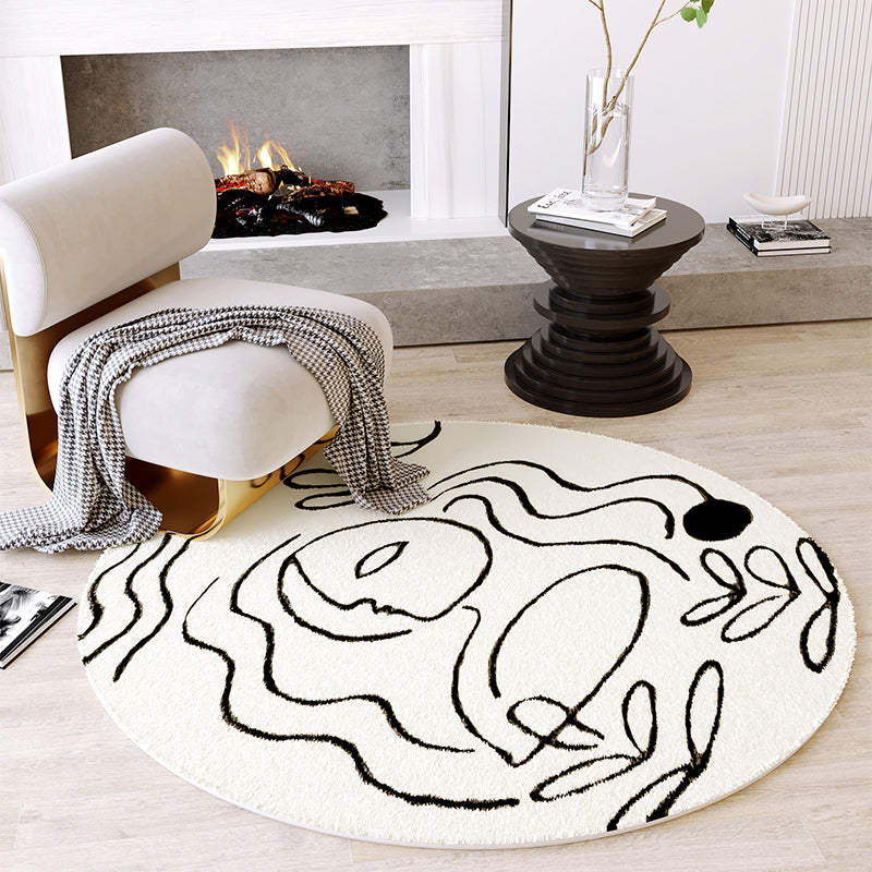Creative Decoration Rug White Hand Printed Indoor Rug Polypropylene Pet Friendly Easy Care Area Carpet - view 2
