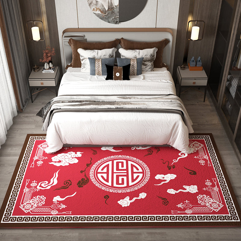 Oriental Parlor Rug Multi-Color Floral Print Indoor Rug Polyster Anti-Slip Backing Easy Care Area Carpet