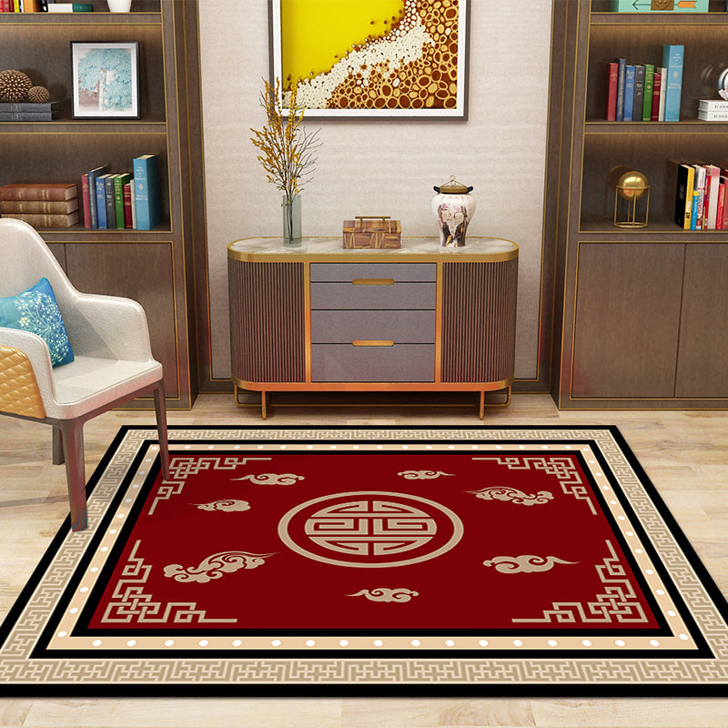 Multi-Color Patterned Rug Polypropylene Asia Indoor Rug Non-Slip Backing Stain-Resistant Area Carpet for Living Room - Red - Clearhalo - 'Area Rug' - 'Rug' - 2393376