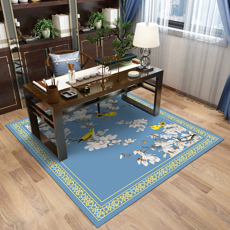 Multi-Color Patterned Rug Polypropylene Asia Indoor Rug Non-Slip Backing Stain-Resistant Area Carpet for Living Room - Blue - Clearhalo - 'Area Rug' - 'Rug' - 2393382