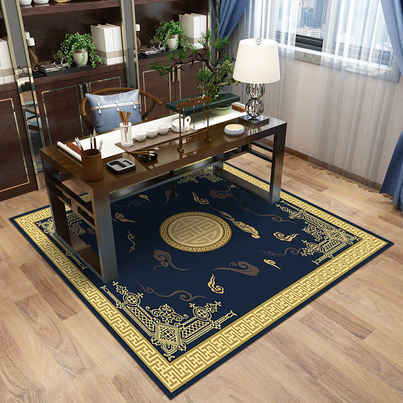 Multi-Color Patterned Rug Polypropylene Asia Indoor Rug Non-Slip Backing Stain-Resistant Area Carpet for Living Room - Black - Clearhalo - 'Area Rug' - 'Rug' - 2393385