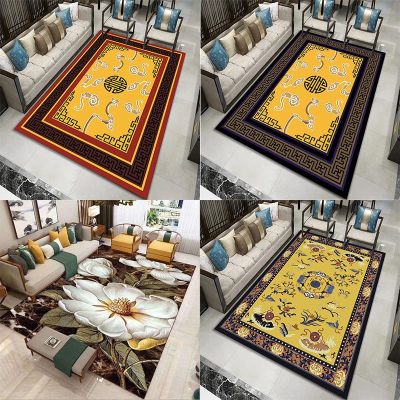 Chinese Floral Print Rug Multi-Color Synthetics Area Carpet Non-Slip Backing Easy Care Washable Indoor Rug for Parlor - Clearhalo - 'Area Rug' - 'Rug' - 2393389