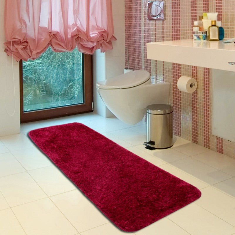 Feblilac Rectangular Solid Wine Red Tufted Bath Mat - view 4