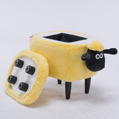 Feblilac Sean Plush Faux Fur Sheep Foot Stool