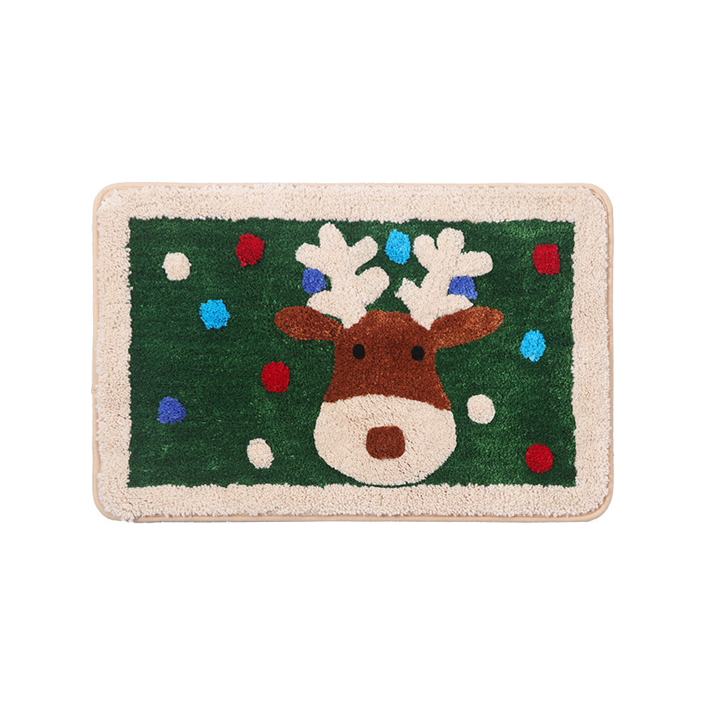 Feblilace Merry Christmas Reindeer ELK Green Ground Bath Mat - Feblilac® Mat