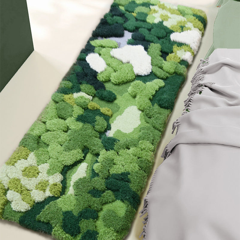 Green Novelty Rug Lamb Wool Plant Printed Area Carpet Pet Friendly Easy Care Handmade Indoor Rug for Decor