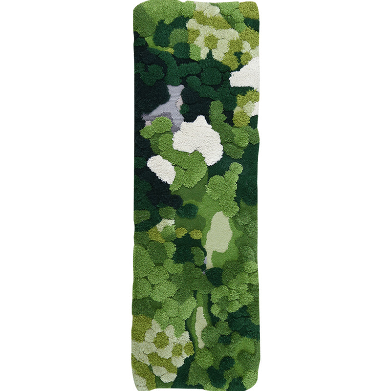 Green Novelty Rug Lamb Wool Plant Printed Area Carpet Pet Friendly Easy Care Handmade Indoor Rug for Decor - view 4