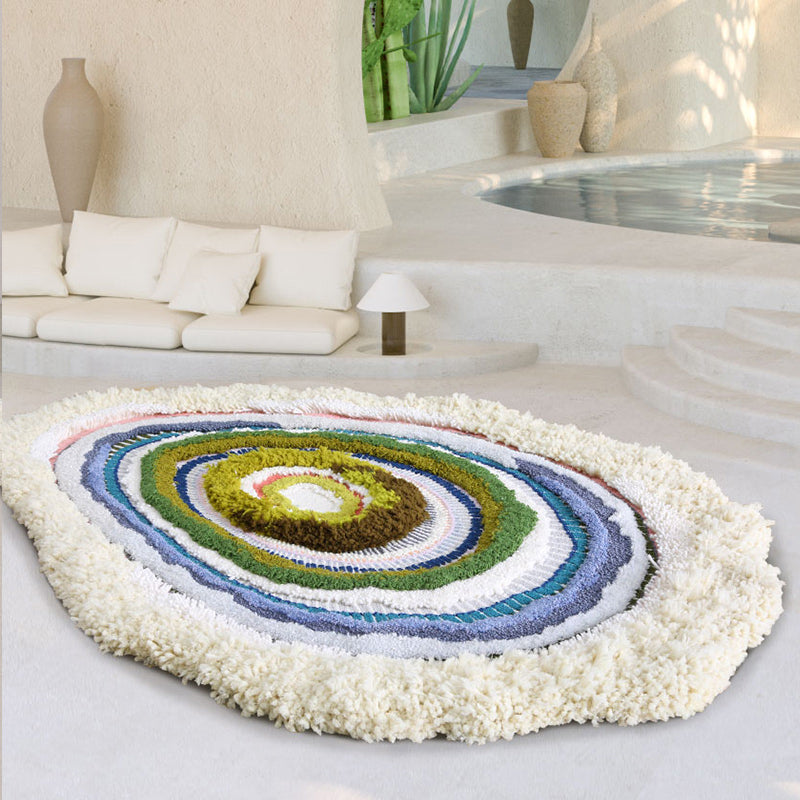 Blue Decoration Rug Nordic Geometric Printed Indoor Rug Lamb Wool Pet Friendly Handmade Area Carpet - Clearhalo - 'Area Rug' - 'Rug' - 2434997