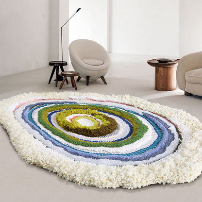 Blue Decoration Rug Nordic Geometric Printed Indoor Rug Lamb Wool Pet Friendly Handmade Area Carpet - Clearhalo - 'Area Rug' - 'Rug' - 2434999