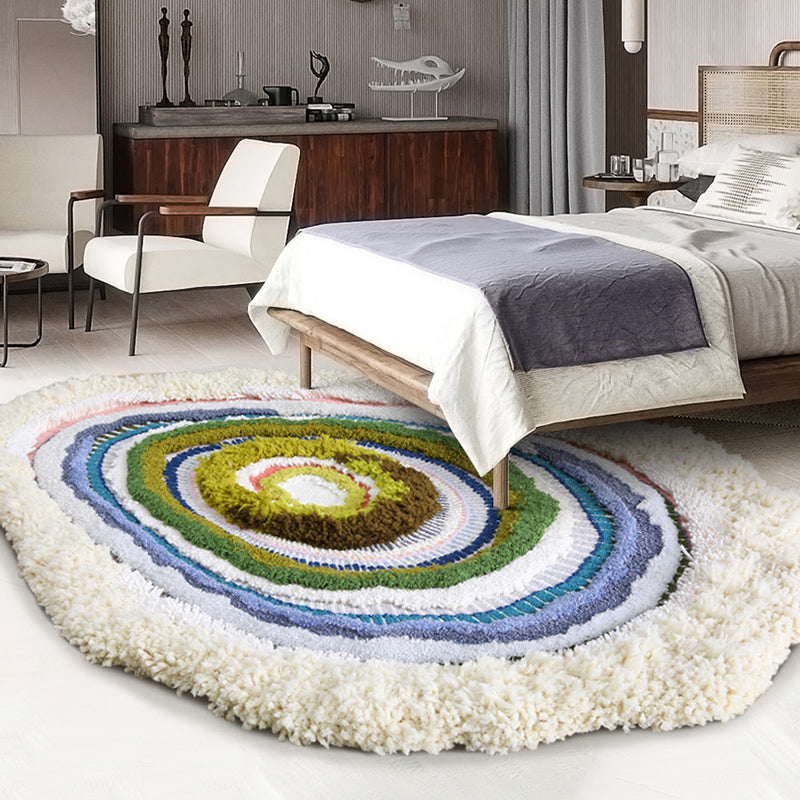 Blue Decoration Rug Nordic Geometric Printed Indoor Rug Lamb Wool Pet Friendly Handmade Area Carpet - Clearhalo - 'Area Rug' - 'Rug' - 2435000