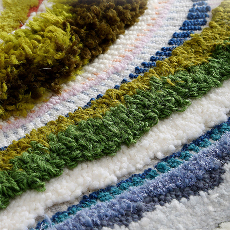 Blue Decoration Rug Nordic Geometric Printed Indoor Rug Lamb Wool Pet Friendly Handmade Area Carpet - Clearhalo - 'Area Rug' - 'Rug' - 2435001