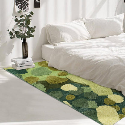 Green Funky Rug Polypropylene Plant Patterned Indoor Rug Non-Slip Backing Stain-Resistant Area Carpet for Bedroom