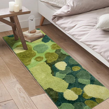 Green Funky Rug Polypropylene Plant Patterned Indoor Rug Non-Slip Backing Stain-Resistant Area Carpet for Bedroom