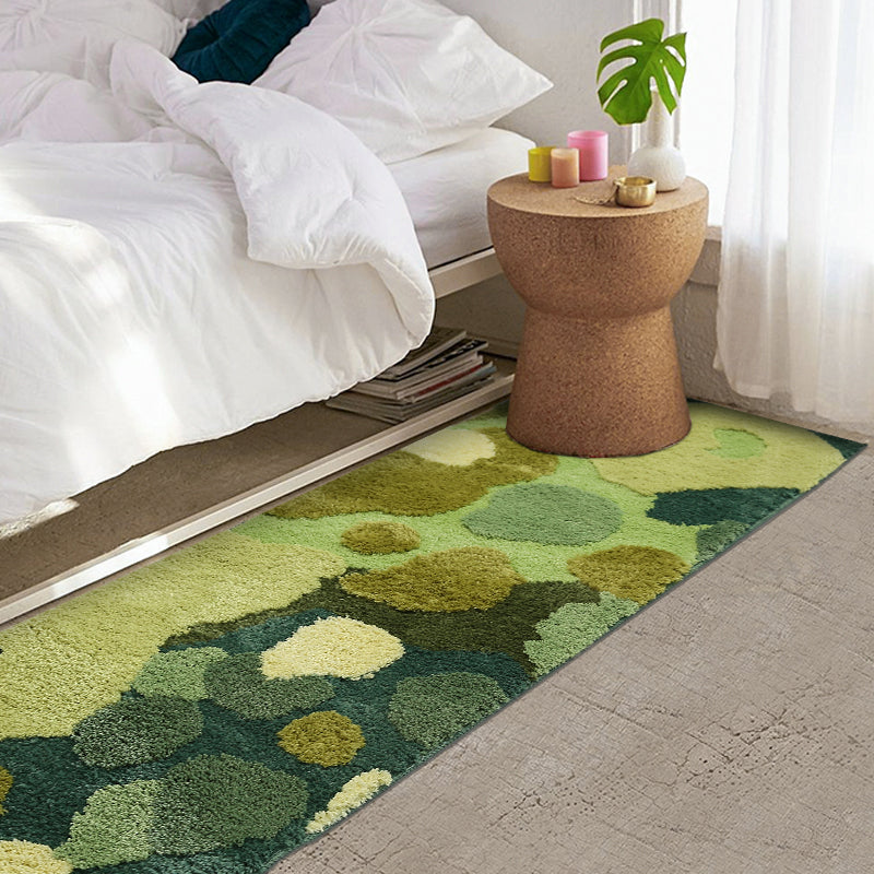 Green Funky Rug Polypropylene Plant Patterned Indoor Rug Non-Slip Backing Stain-Resistant Area Carpet for Bedroom