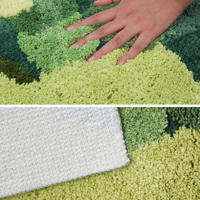 Green Funky Rug Polypropylene Plant Patterned Indoor Rug Non-Slip Backing Stain-Resistant Area Carpet for Bedroom