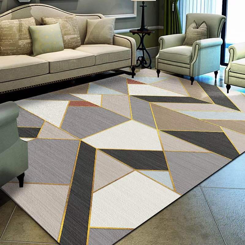 Nordic Living Room Rug Multicolored Geometric Printed Indoor Rug Anti-Slip Backing Pet Friendly Area Carpet Gray-Khaki Clearhalo 'Area Rug' 'Modern' 'Rugs' Rug' 2463280