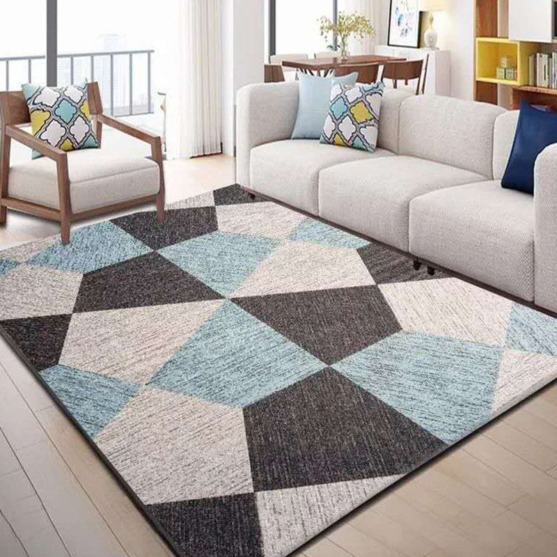 Nordic Living Room Rug Multicolored Geometric Printed Indoor Rug Anti-Slip Backing Pet Friendly Area Carpet Blue-Brown Clearhalo 'Area Rug' 'Modern' 'Rugs' Rug' 2463283