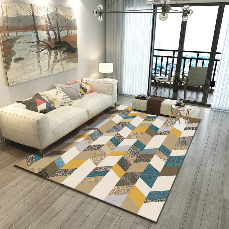 Relaxing Living Room Rug Multi Color Geometric Pattern Area Carpet Polypropylene Non-Slip Backing Washable Area Rug Yellow-Brown Clearhalo 'Area Rug' 'Modern' 'Rugs' Rug' 2463757