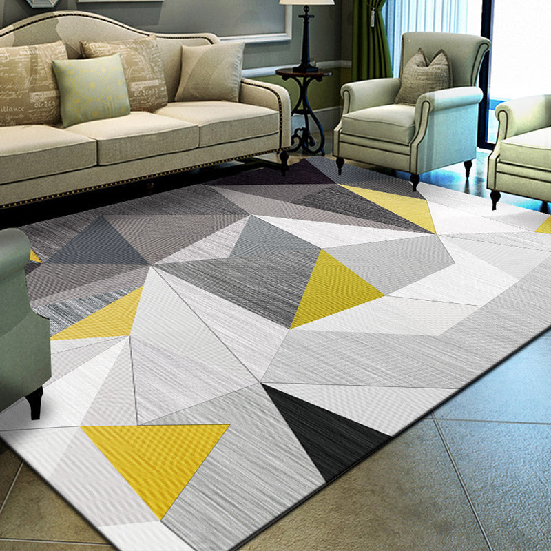 Relaxing Living Room Rug Multi Color Geometric Pattern Area Carpet Polypropylene Non-Slip Backing Washable Area Rug Gray-Yellow Clearhalo 'Area Rug' 'Modern' 'Rugs' Rug' 2463760