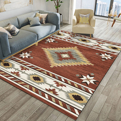 Relaxing Living Room Rug Multi Color Geometric Pattern Area Carpet Polypropylene Non-Slip Backing Washable Area Rug Red Brown Clearhalo 'Area Rug' 'Modern' 'Rugs' Rug' 2463766