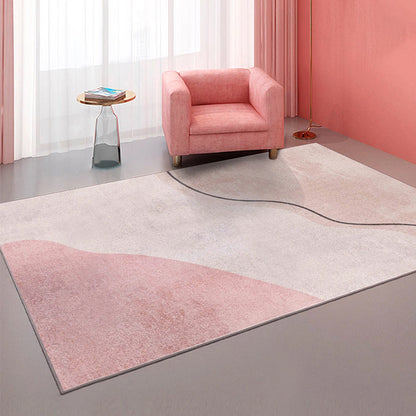 Minimalist Hand Printed Rug Multi Color Polyster Area Carpet Non-Slip Backing Stain-Resistant Easy Care Indoor Rug for Bedroom - Pink - Clearhalo - 'Area Rug' - 'Rug' - 2464010