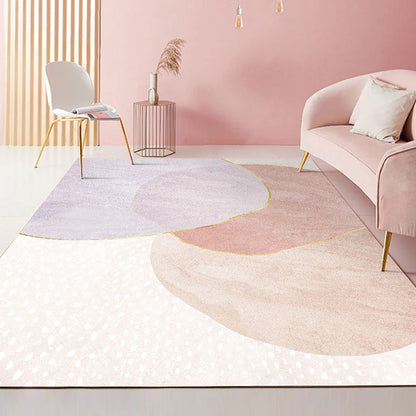 Minimalist Hand Printed Rug Multi Color Polyster Area Carpet Non-Slip Backing Stain-Resistant Easy Care Indoor Rug for Bedroom - Pink-White - Clearhalo - 'Area Rug' - 'Rug' - 2464012