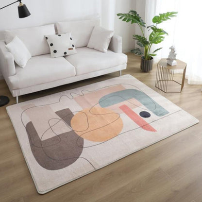 Multi Colored Nordic Rug Polyster Hand Printed Area Carpet Non-Slip Backing Machine Washable Indoor Rug for Living Room - Orange - Clearhalo - 'Area Rug' - 'Rug' - 2464036