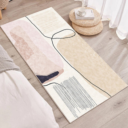Multi Colored Scandinavian Rug Synthetics Hand Printed Area Carpet Non-Slip Backing Pet Friendly Indoor Rug for Decoration - Beige - Clearhalo - 'Area Rug' - 'Rug' - 2464045